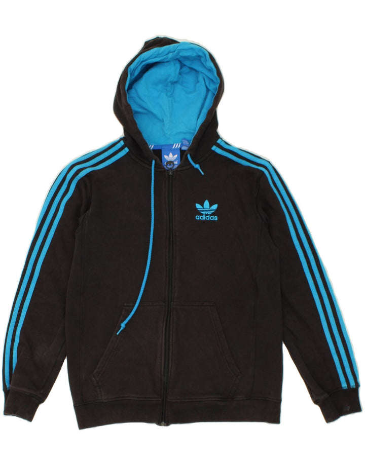 ADIDAS muški pulover s kapuljačom na patentni zatvarač Srednje crni pamuk
