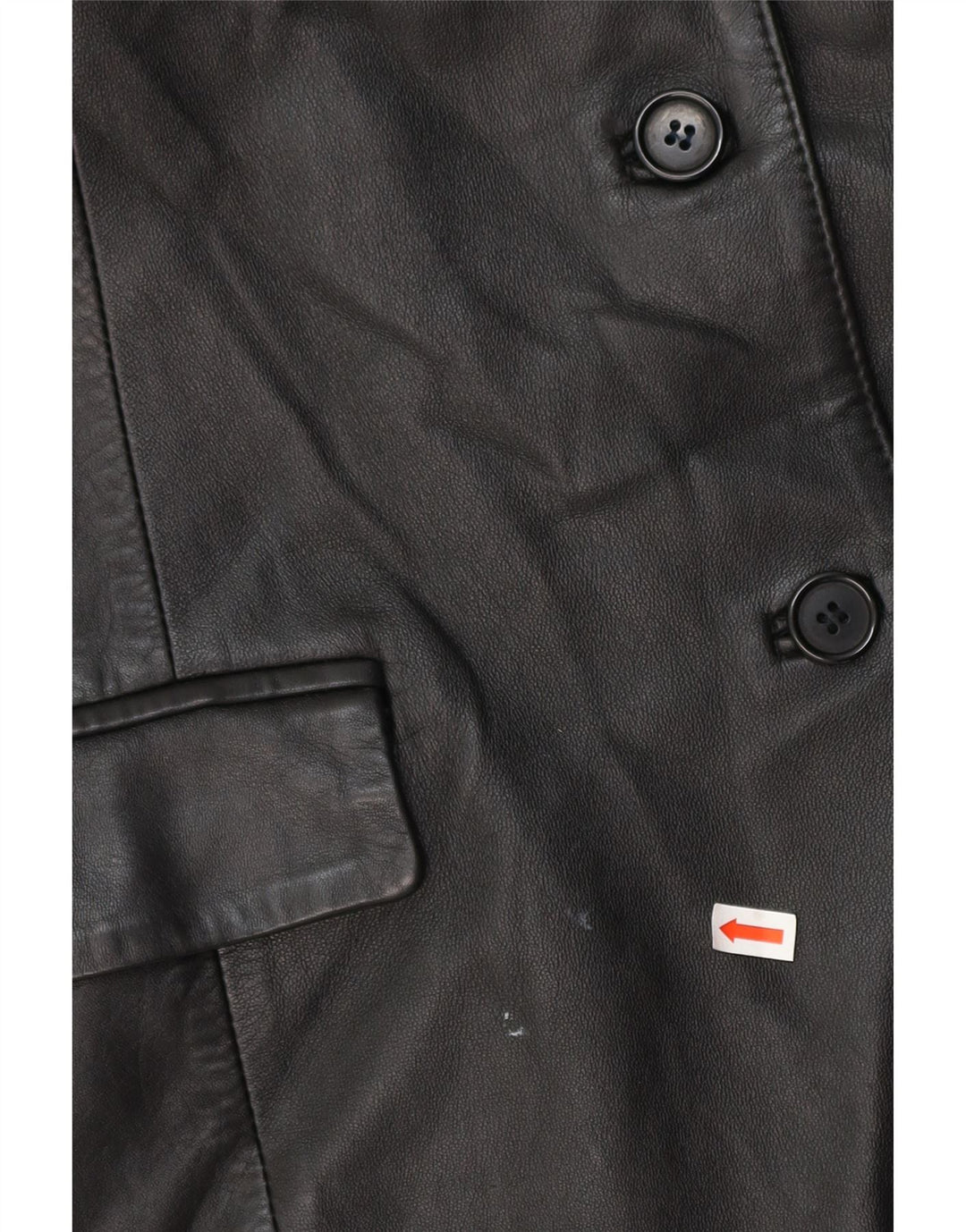 VINTAGE Womens 3 Button Leather Blazer Jacket UK 16 Large Black