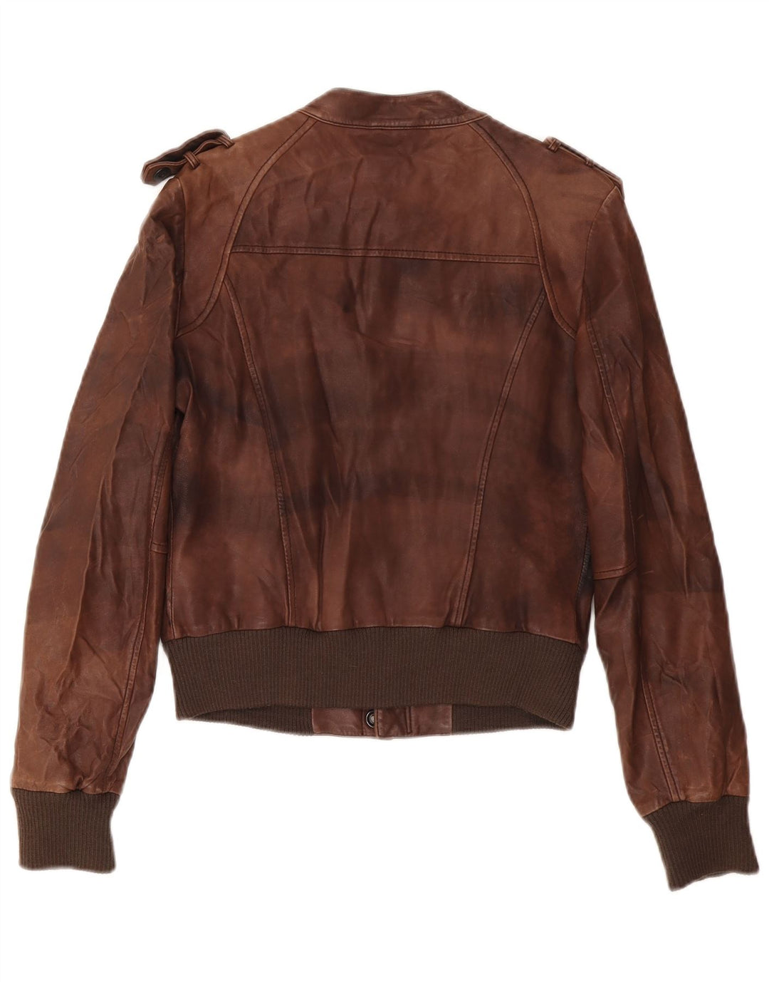 Vintage vojna kožna jakna za dječake 11-12 godina XL smeđa kožna