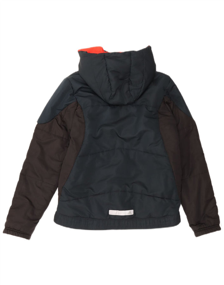 Podstavljena jakna s kapuljačom ADIDAS za dječake 13-14 godina tamnoplava boja