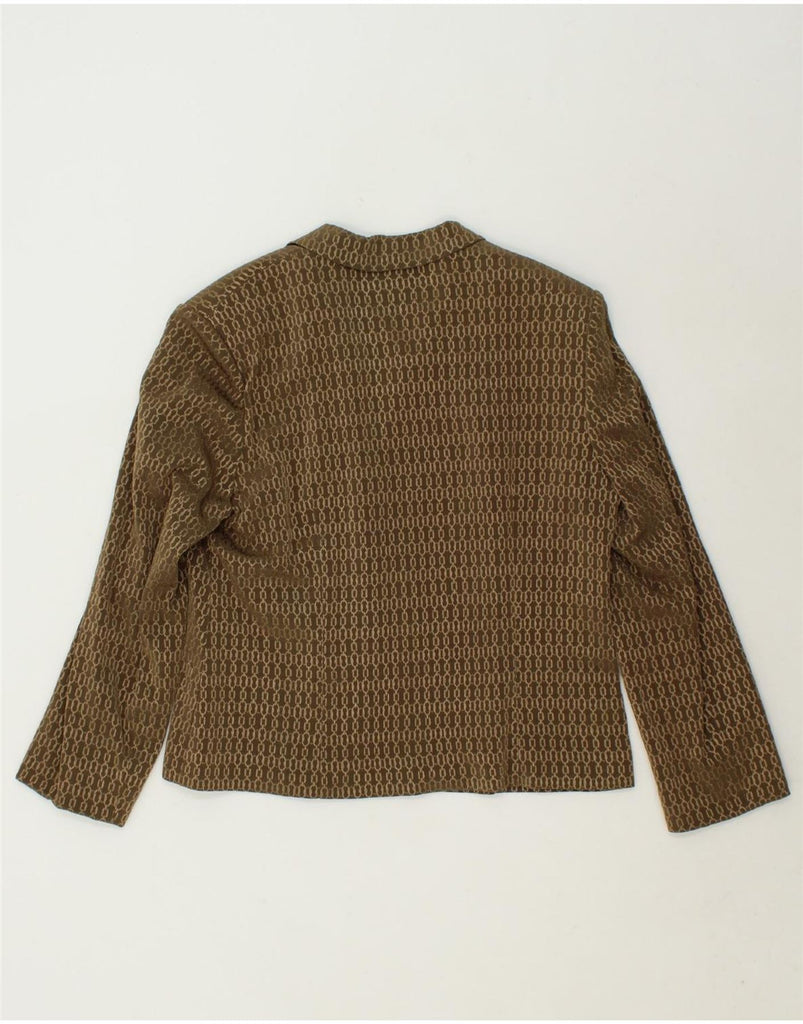 JOHN BENTLEY Womens Abstract Pattern 3 Button Blazer Jacket US 14 XL Brown Vintage John Bentley and Second-Hand John Bentley from Messina Hembry 