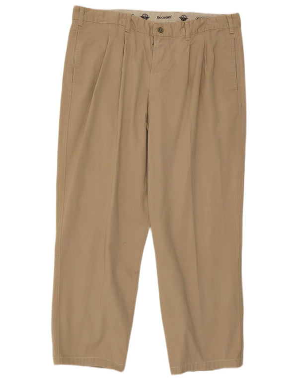 Dockers Mens Pegged Chino Trousers W40 L28 Beige Cotton