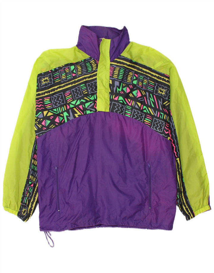 Vintage muška kišna jakna UK 38 Srednje ljubičasti geometrijski poliamid