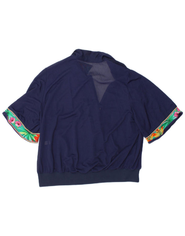 VINTAGE ženski gornji dio kratke bluze IT 48 XL tamnoplavi cvjetni