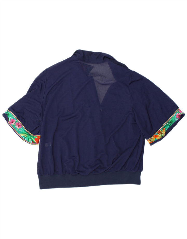 VINTAGE ženski gornji dio kratke bluze IT 48 XL tamnoplavi cvjetni