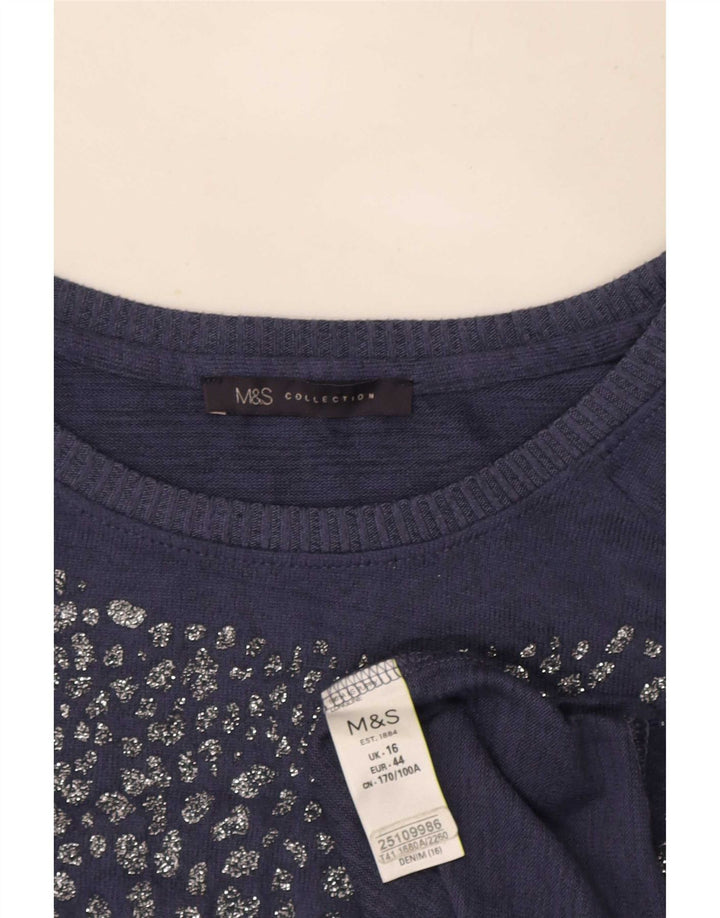 Marks & Spencer ženska majica s tunikom dugih rukava UK 16 veliki plavi poliester