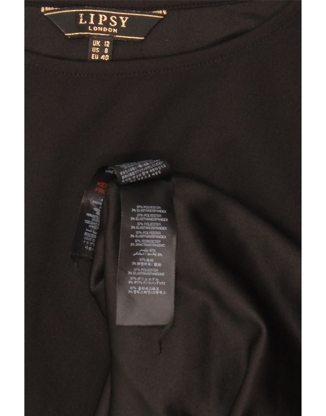 LIPSY Ženska haljina uz kroj UK 12 Srednji crni poliester