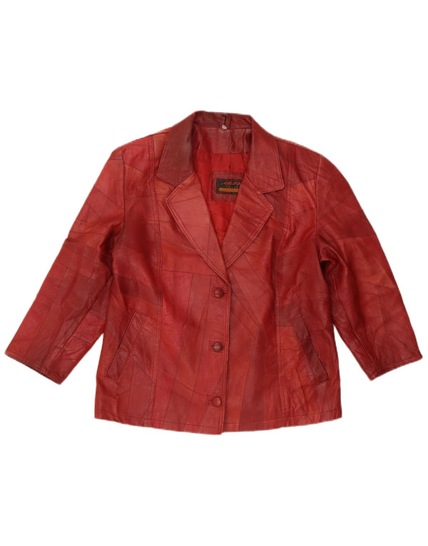 VINTAGE ženska kožna jakna 3/4 rukava EU 40 srednje crvena koža