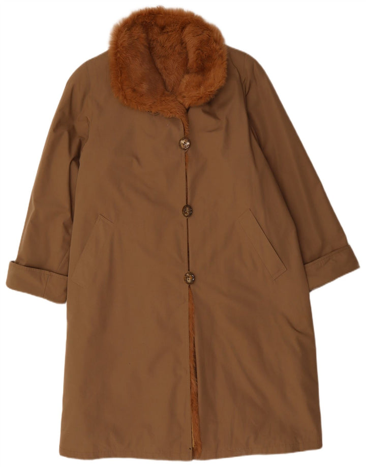 Vintage ženski šerpa kaput UK 14 veliki bež poliester