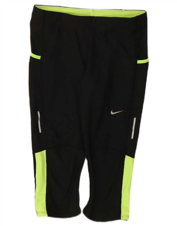 Nike Ženske Dri Fit Capri Leggings UK 12 Medium Black Colourblock Poliester