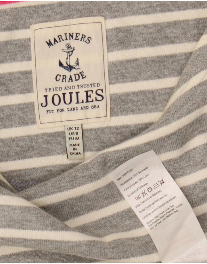 Joules Ženska majica dugih rukava UK 12 Srednje sivi pamuk na pruge