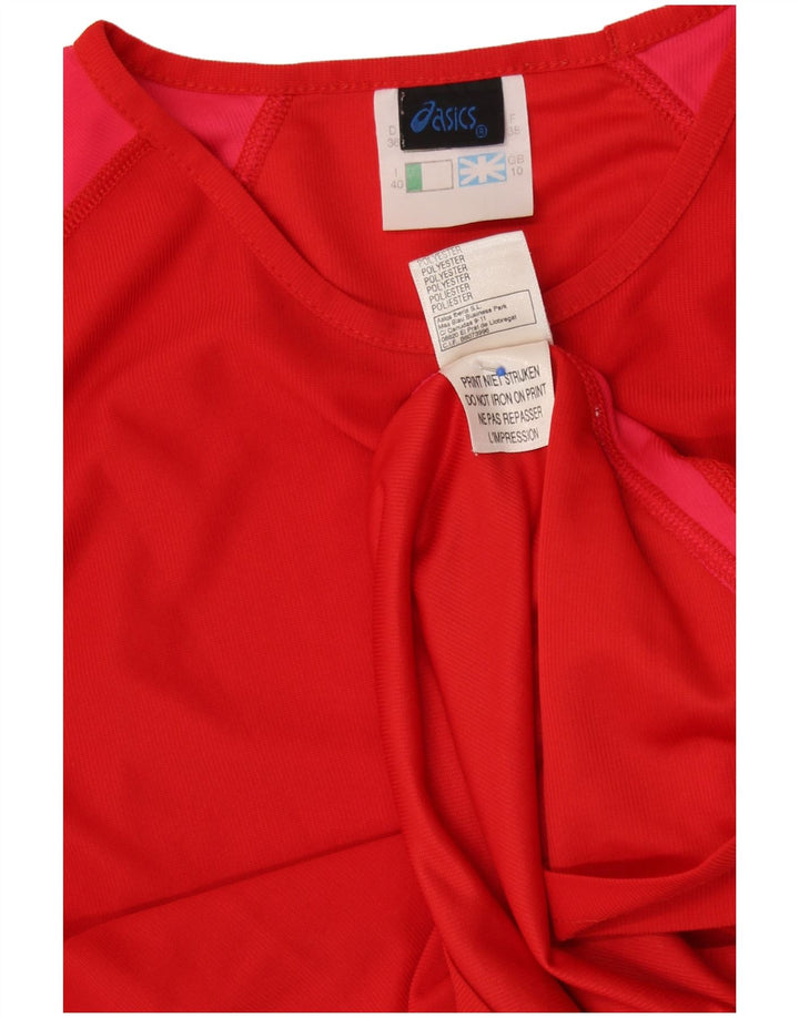 ASICS ženska majica dugih rukava UK 10 mali crveni poliester u boji
