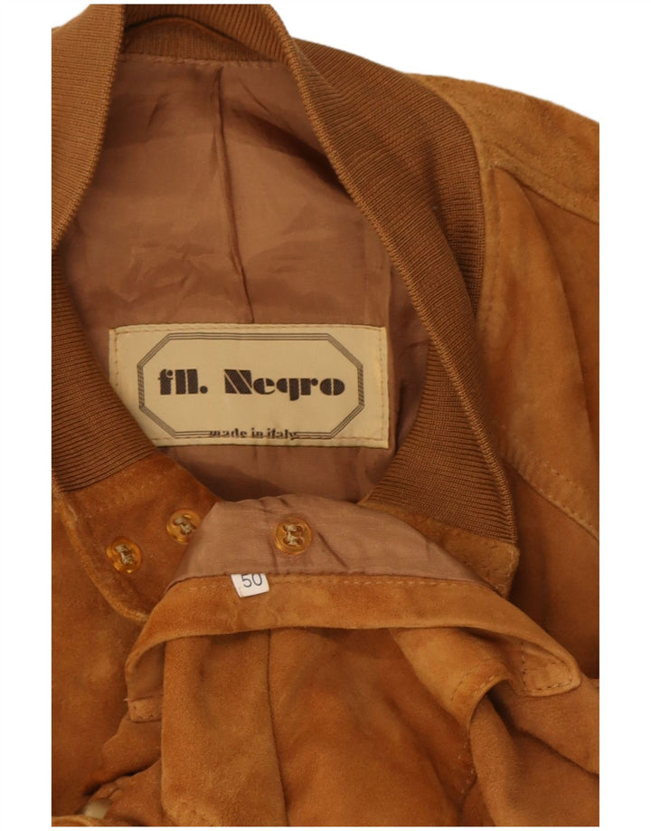 Vintage muška bomber jakna od brušene kože IT 50 velika smeđa koža