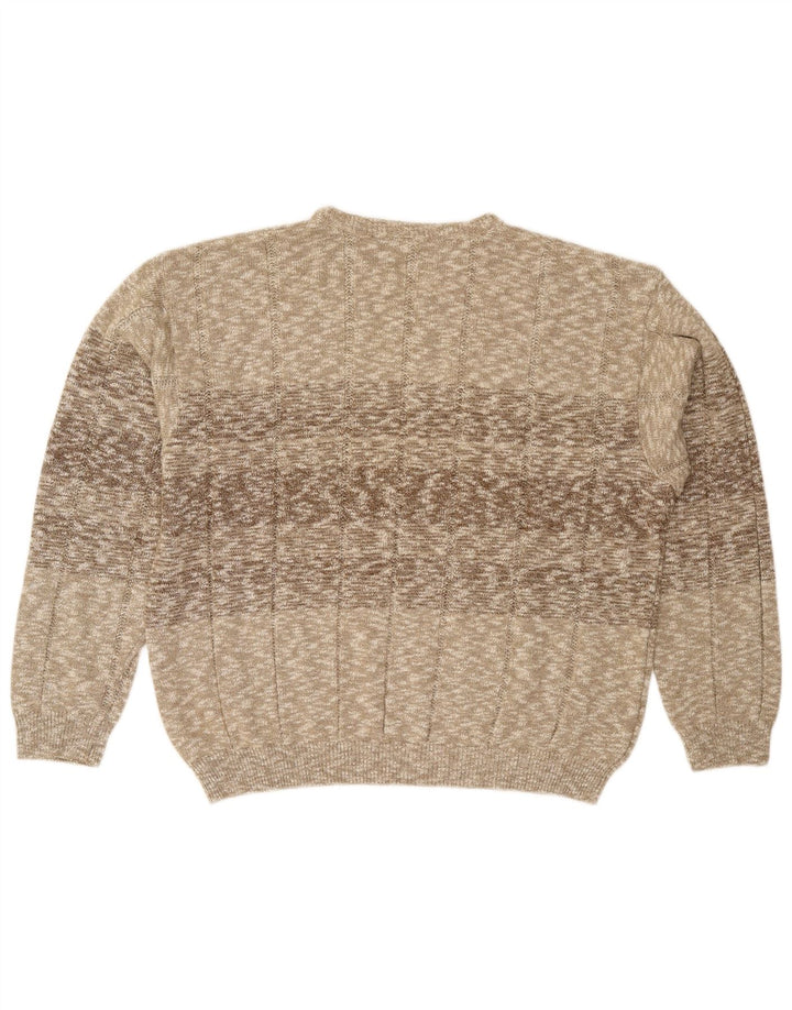 Vintage muški džemper s okruglim izrezom XL bež flekasti