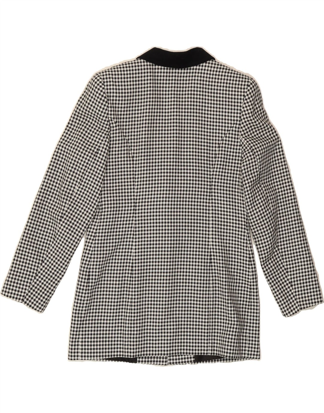 VINTAGE Womens Longline 3 Button Blazer Jacket UK 10 Small Black Gingham Vintage Vintage and Second-Hand Vintage from Messina Hembry 