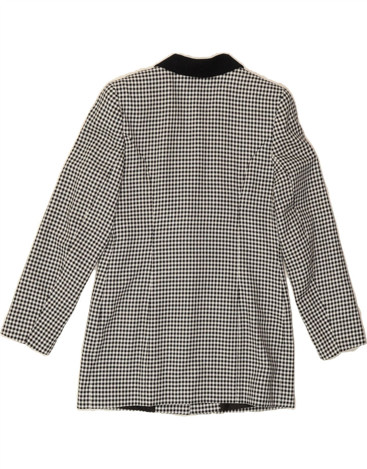 VINTAGE Womens Longline 3 Button Blazer Jacket UK 10 Small Black Gingham Vintage Vintage and Second-Hand Vintage from Messina Hembry 
