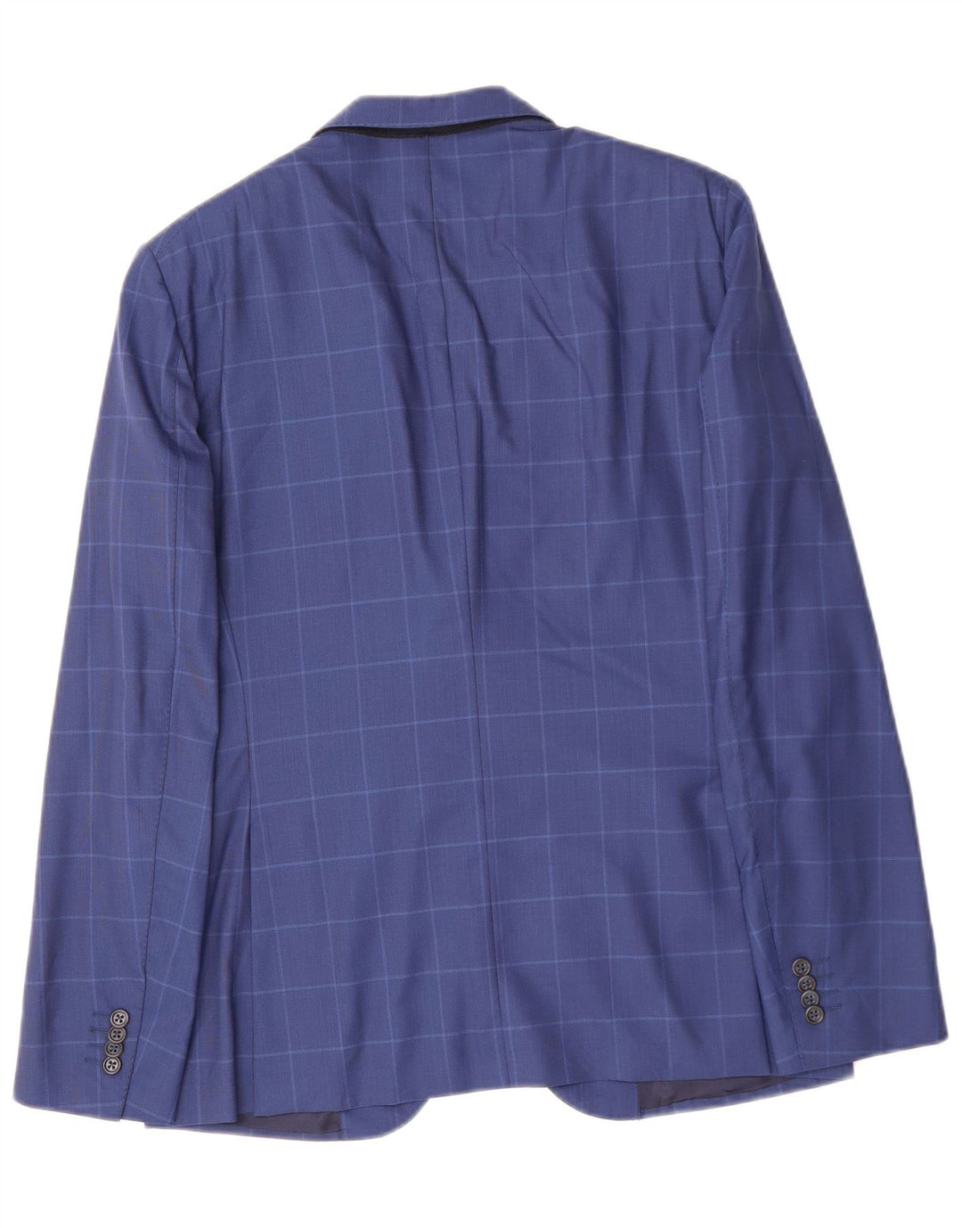 VINTAGE Muška jakna sa 2 gumba IT 48 Srednje plava karirana djevičanska vuna