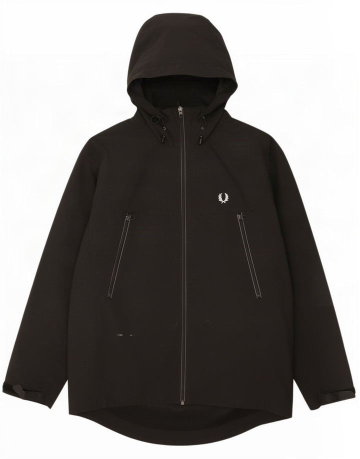 Muška kišna jakna s kapuljačom Fred Perry UK 38 Srednji crni najlon