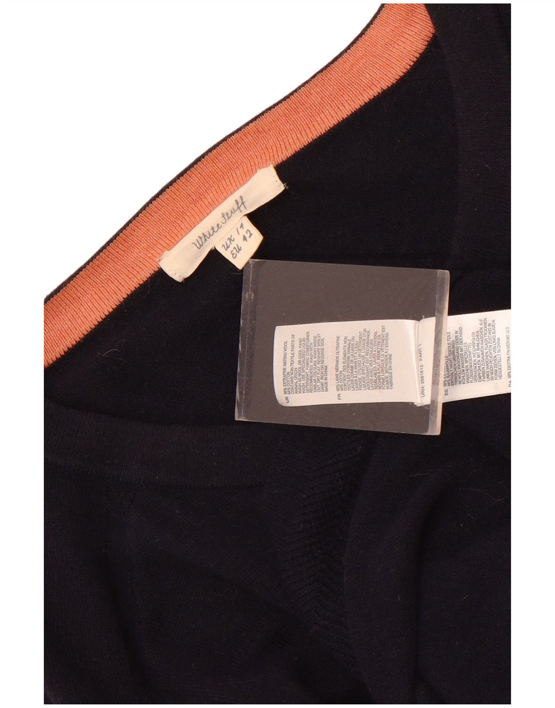 Bijeli ženski kratki kardigan pulover UK 14 Velika tamnoplava vuna