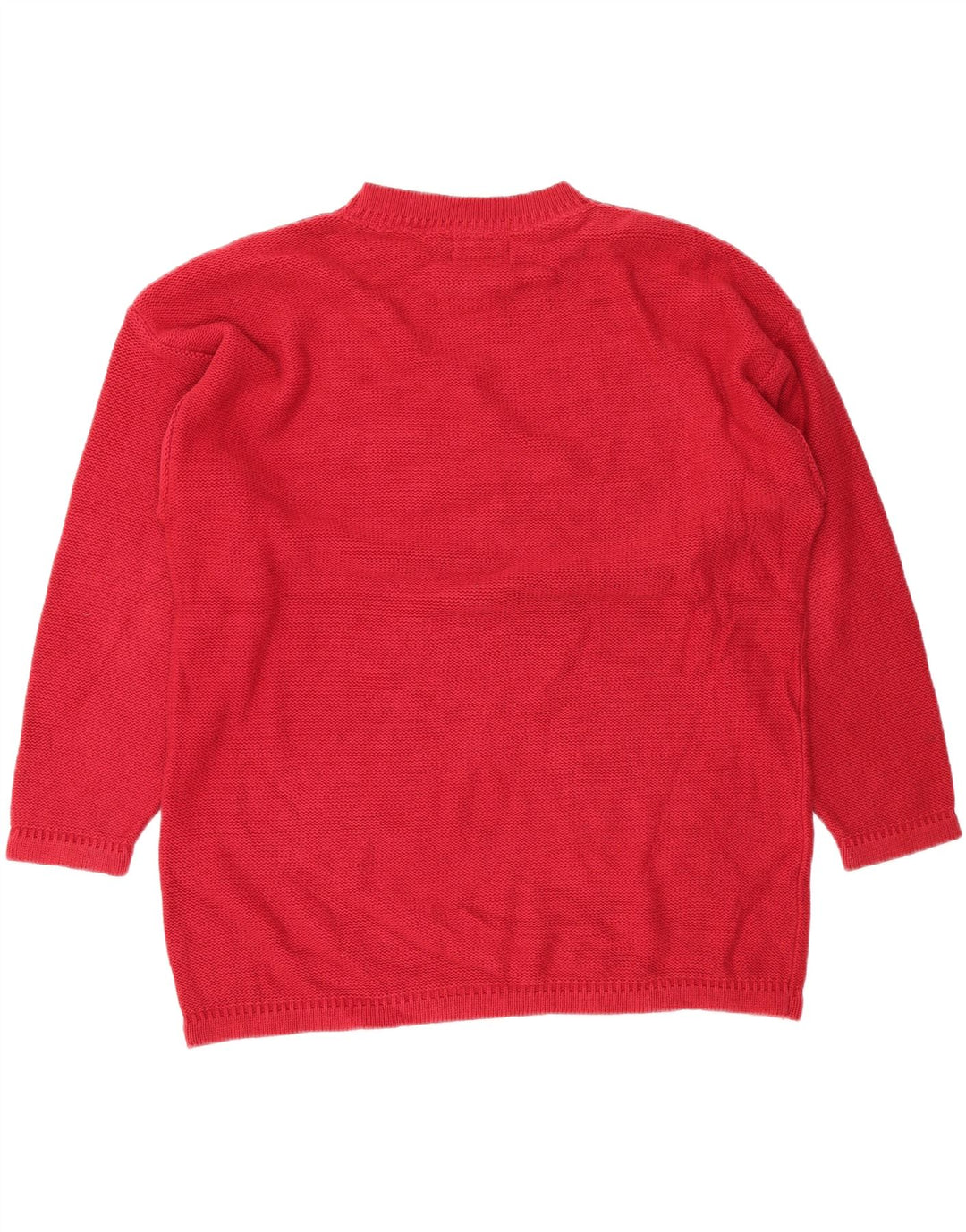 EDDIE BAUER Womens Longline Crew Neck Jumper Sweater UK 14 Medium Red Vintage Eddie Bauer and Second-Hand Eddie Bauer from Messina Hembry 