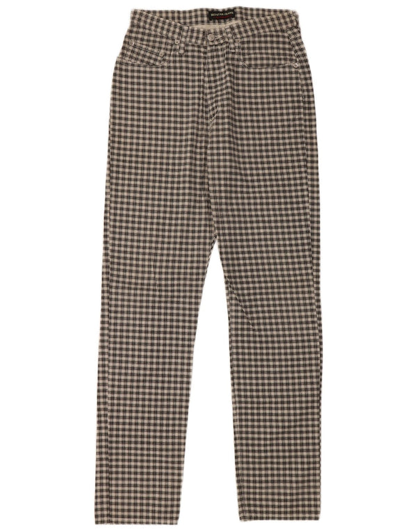 Big Star Womens Straight Casual Trousers W31 L32 Beige Check Cotton