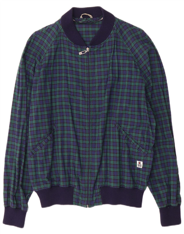 Cerruti 1881 muška bomber jakna UK 40 veliki zeleni karirani poliester