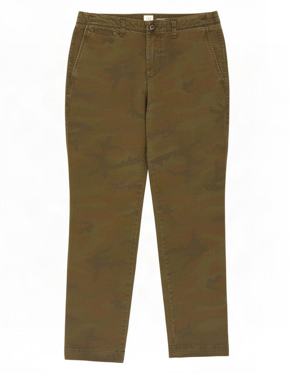 Gap Womens Slim Chino Trousers W30 L28 Khaki Camouflage Cotton