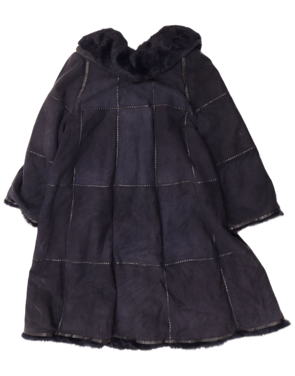 Vintage ženski gornji kaput od antilop kože EU 42, velika tamnoplava koža