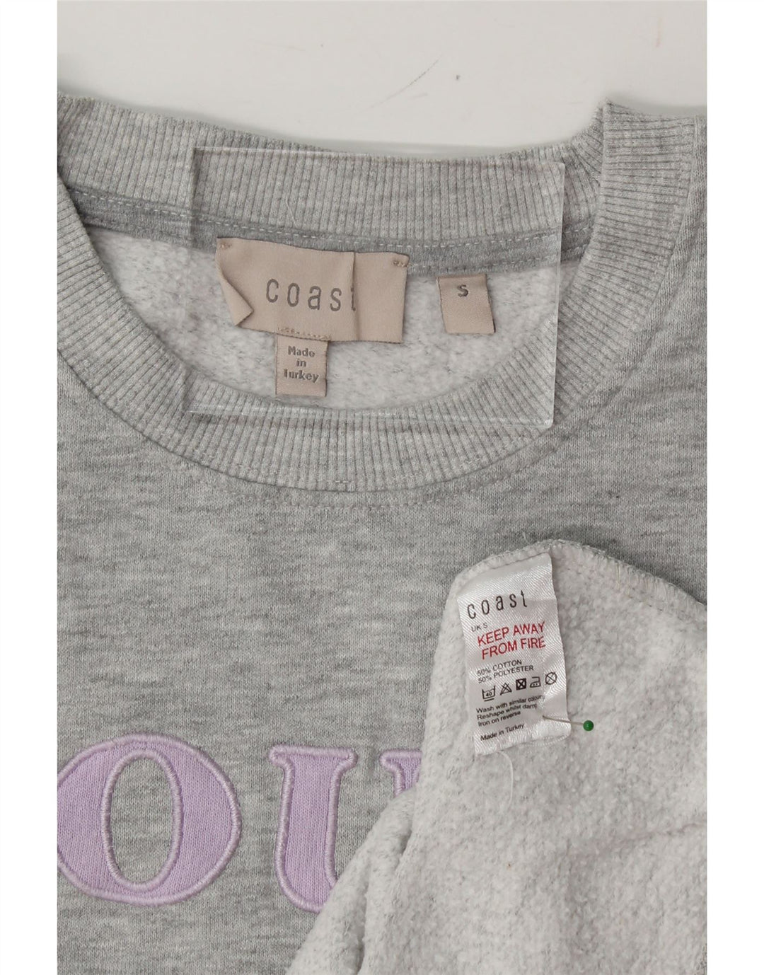 COAST Womens Graphic Sweatshirt Jumper UK 10 Small Grey Colourblock Vintage Coast and Second-Hand Coast from Messina Hembry 