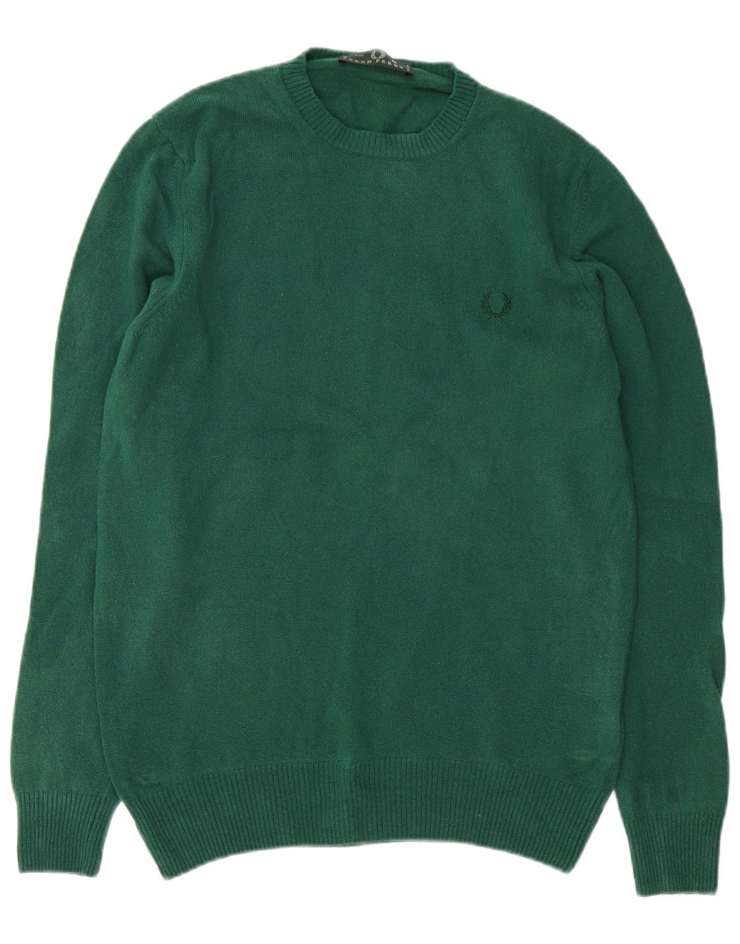 Fred Perry muški džemper s okruglim izrezom srednje zelene vune