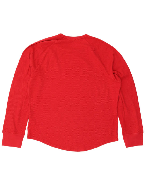 Hollister Mens Graphic Top Long Sleeve XL Red Colourblock Cotton