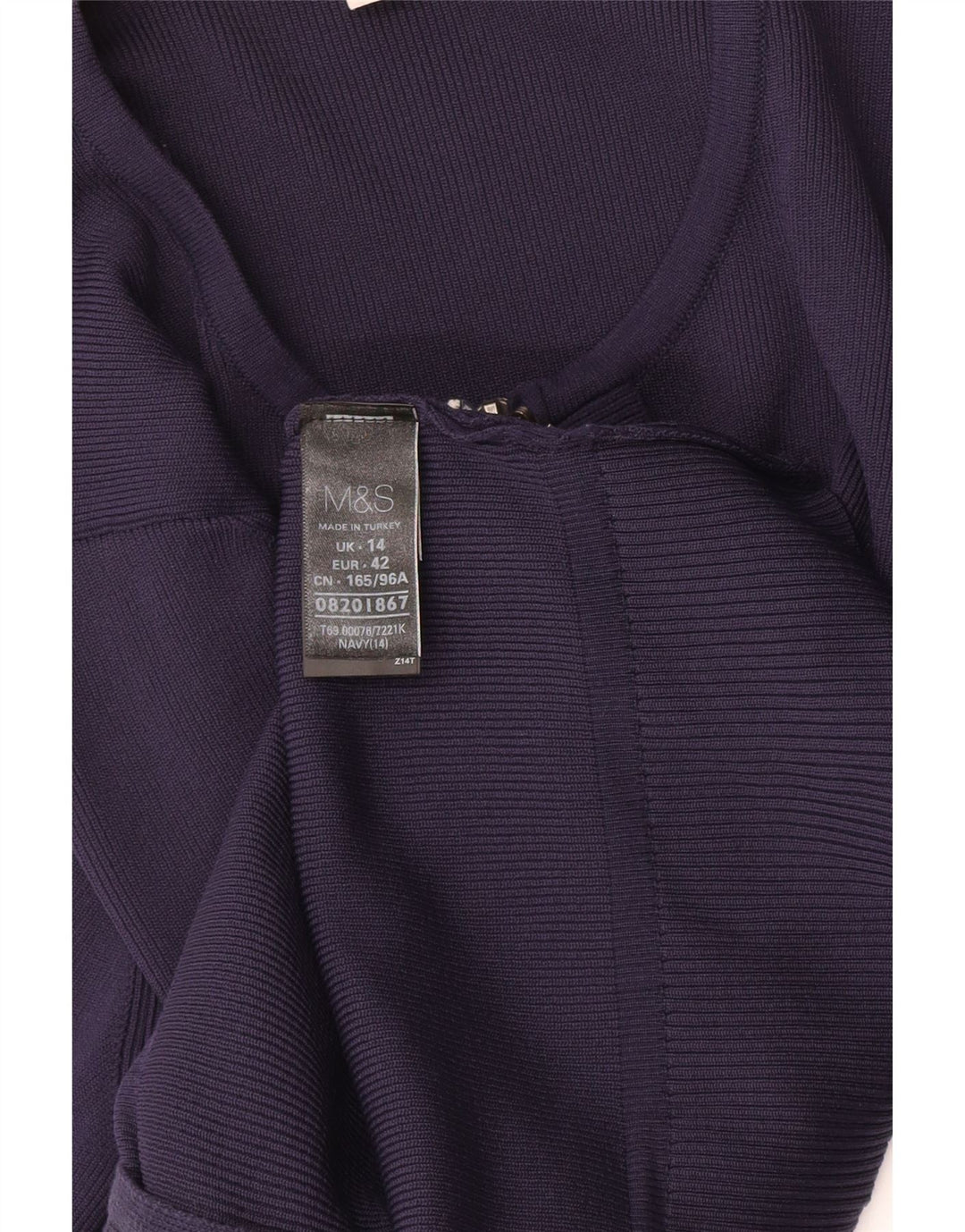 Marks & Spencer ženski kardigan pulover UK 14 Srednji tamnoplavi poliamid