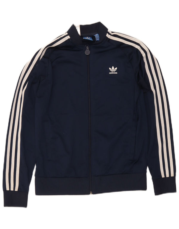 Gornja jakna od trenirke Adidas za dječake 13-14 godina tamnoplavi poliester
