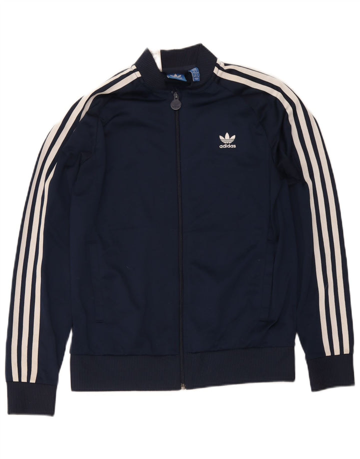 Gornja jakna od trenirke Adidas za dječake 13-14 godina tamnoplavi poliester