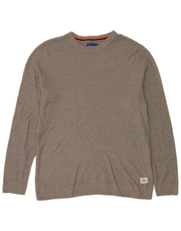 Jack & Jones muški džemper s veznim izrezom XL sivi pamuk