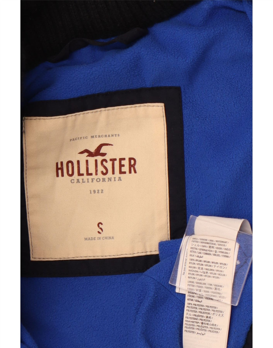 HOLLISTER Ženska vjetrovka s kapuljačom UK 10 Mala tamnoplava najlonska