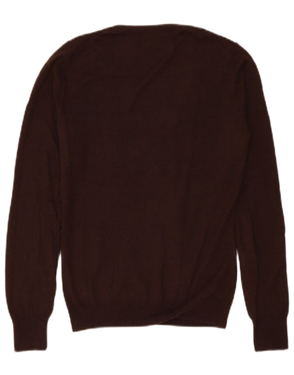 Ženski džemper s V-izrezom Massimo Dutti UK 10 Mala smeđa svila