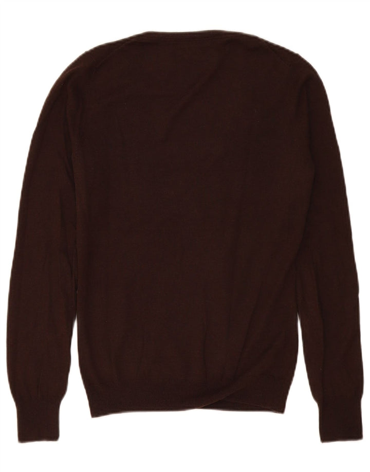 Ženski džemper s V-izrezom Massimo Dutti UK 10 Mala smeđa svila