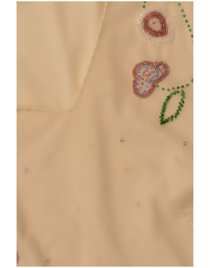 COAST Prozirna ženska majica kratkih rukava UK 16 Veliki žuti poliester