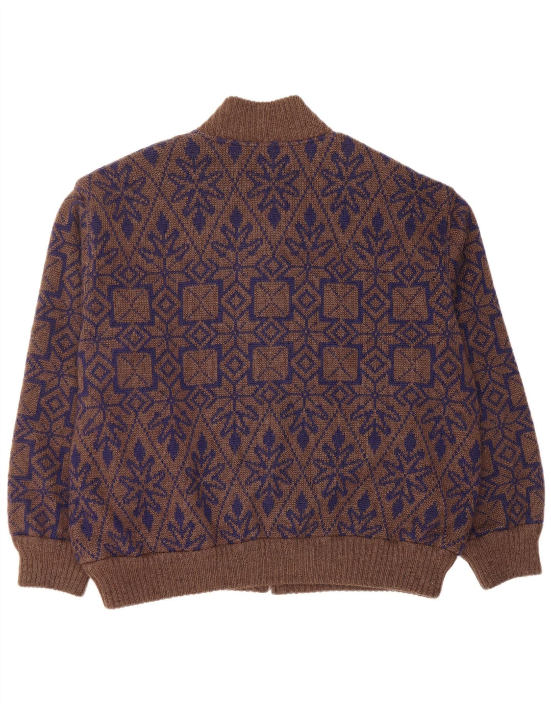 VINTAGE muški reverzibilni džemper XL smeđi Fair Isle