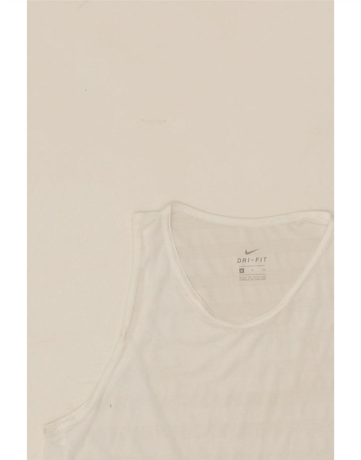 NIKE Womens Dri Fit Vest Top UK 10 Small White Vintage Nike and Second-Hand Nike from Messina Hembry 