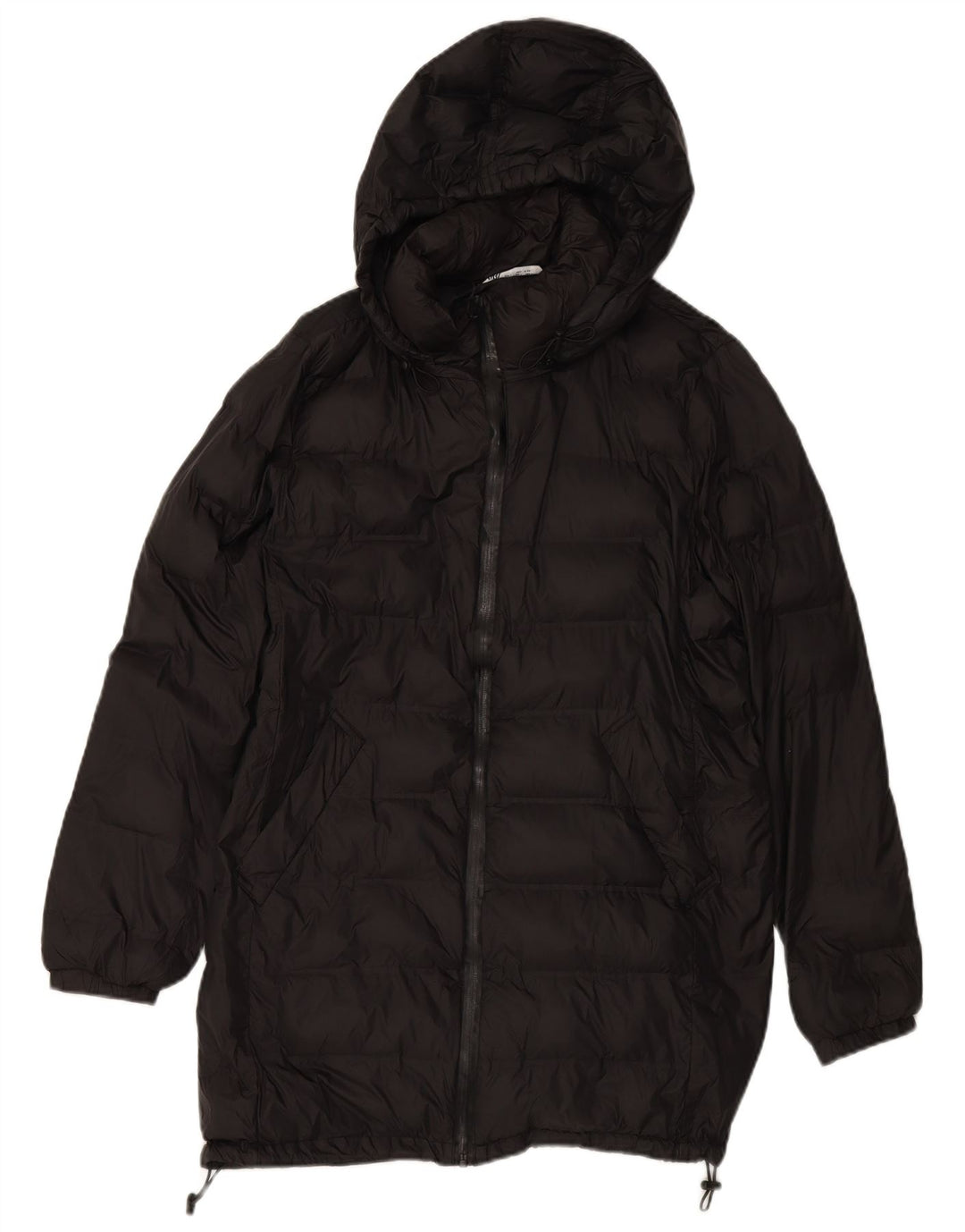 ZARA ženski podstavljeni kaput s kapuljačom UK 16 Veliki crni poliester