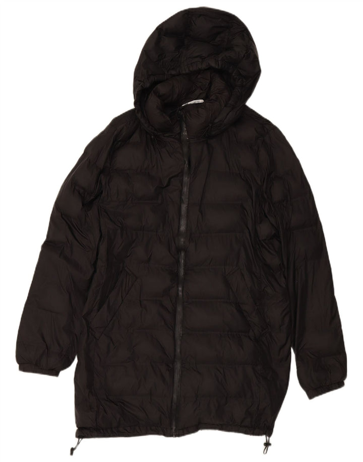 ZARA ženski podstavljeni kaput s kapuljačom UK 16 Veliki crni poliester