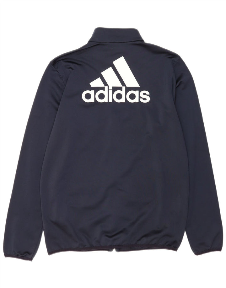 Gornja jakna od trenirke Adidas za dječake 15-16 godina tamnoplava poliester
