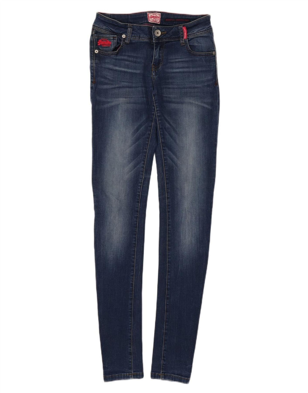 SUPERDRY ženske super skinny traperice Rosefill W30 L35 plavi pamuk