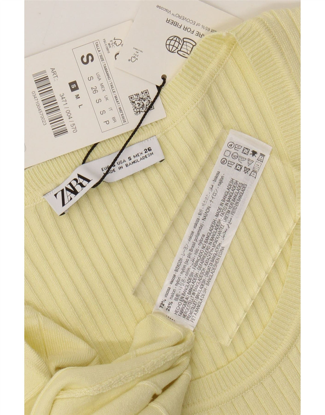 ZARA ženska maksi džemper haljina kratkih rukava UK 8 Mala žuta viskoza