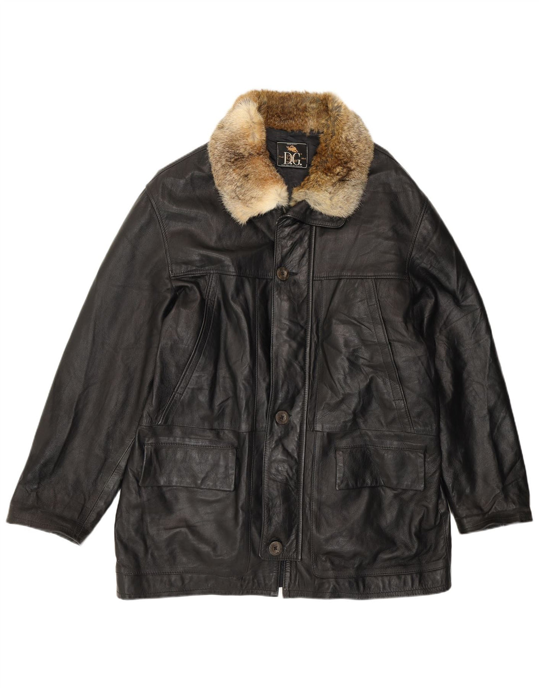 Vintage muška kožna jakna UK 42 XL crna koža