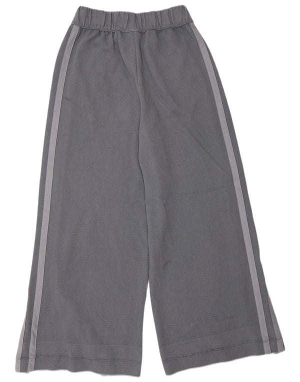Adidas Womens Wide Leg Tracksuit Trousers Joggers UK 12 Medium Grey Cotton