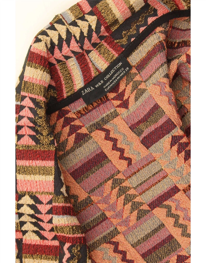Zara Womens Oversized Cardigan Top UK 14 Medium Multicolored Geometric