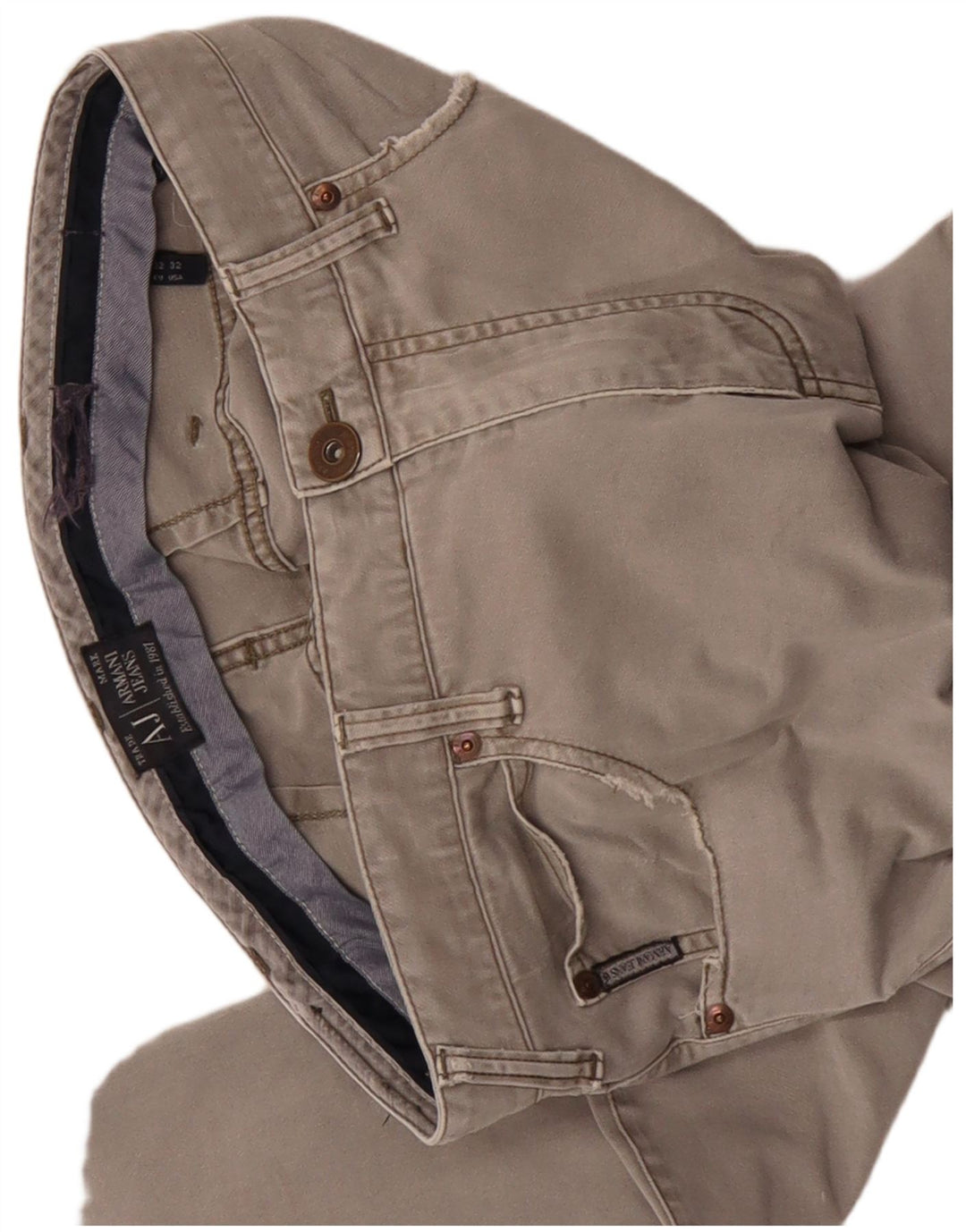 ARMANI Muške ravne ležerne hlače W32 L30 Sivi pamuk